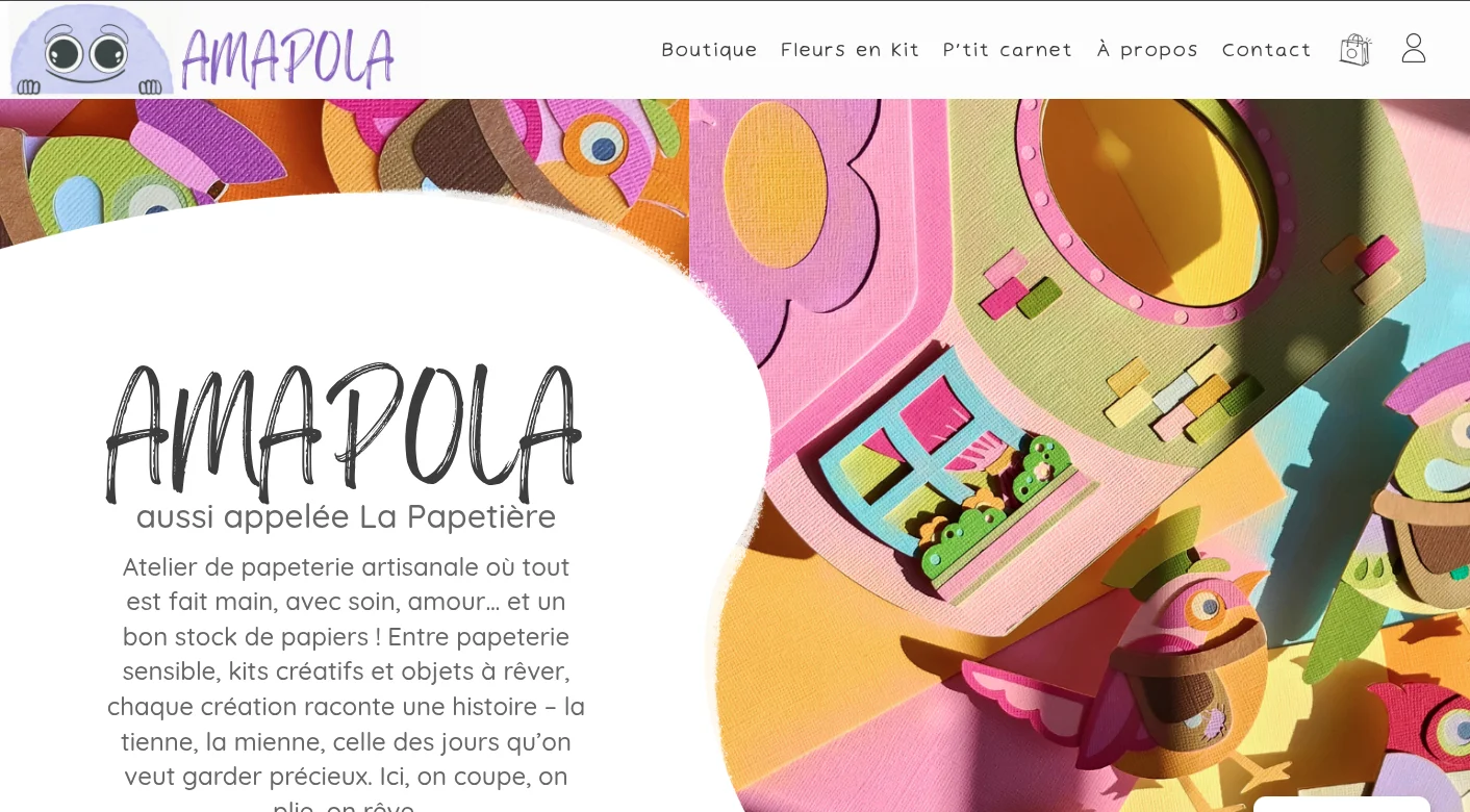 Capture d'écran — Création de la boutique Amapola