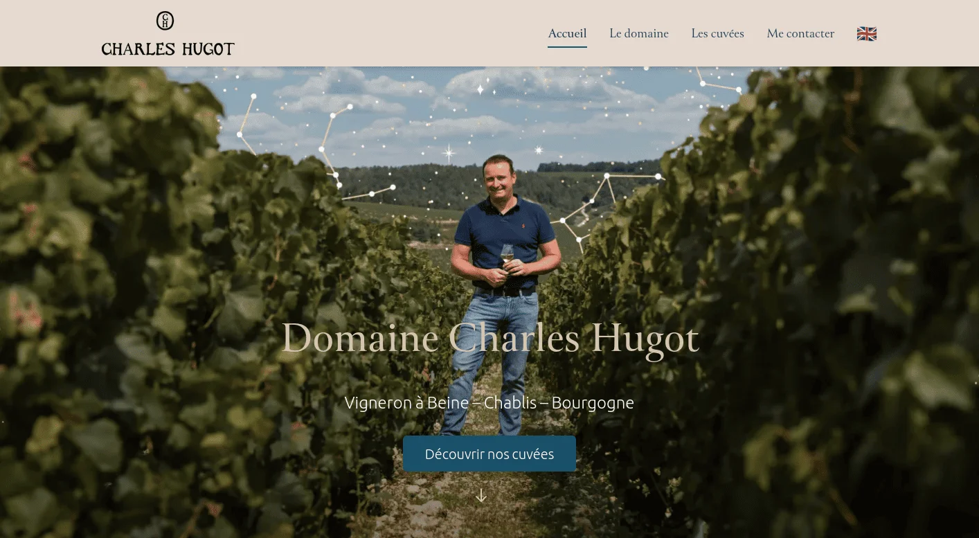 Capture d'écran — Création du site Domaine Charles Hugot