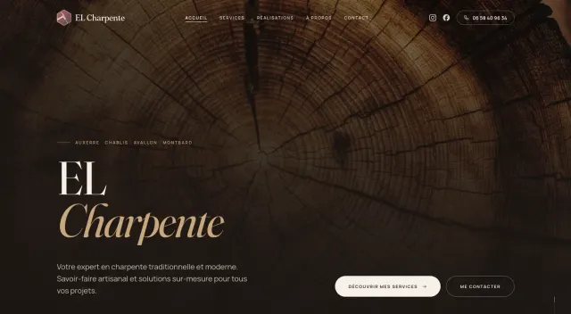 Capture d'écran : Création du site EL Charpente
