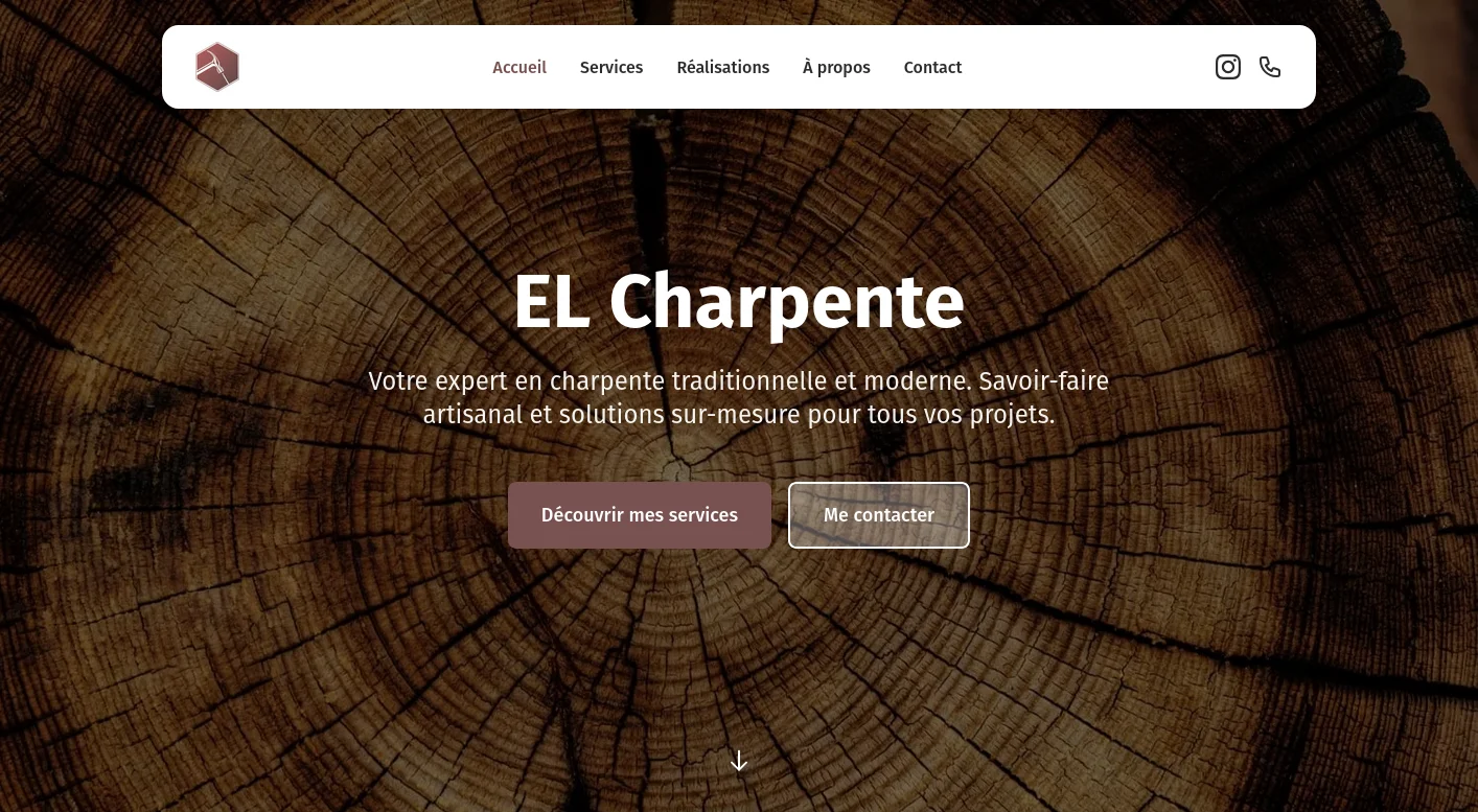 Capture d'écran — Création du site EL Charpente