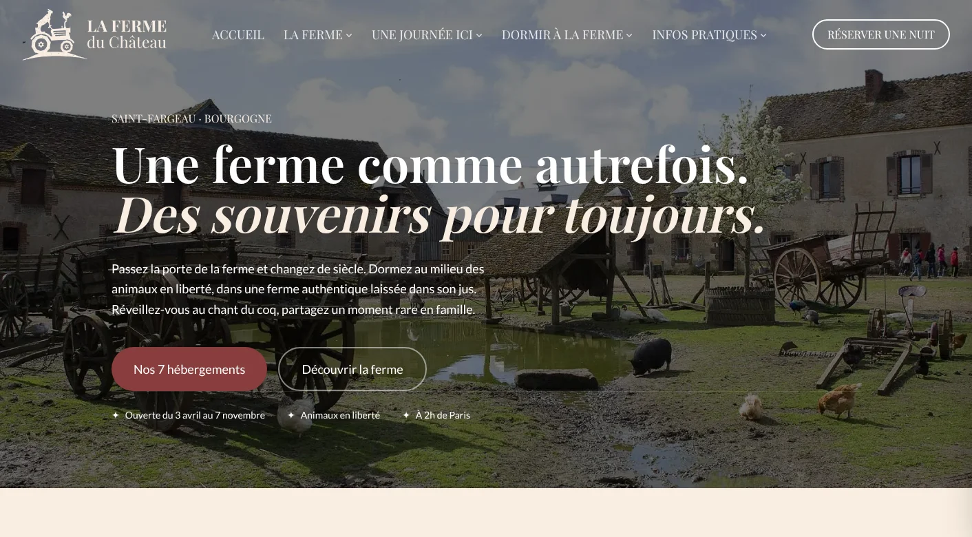 Capture d'écran — Refonte du site La Ferme du Château