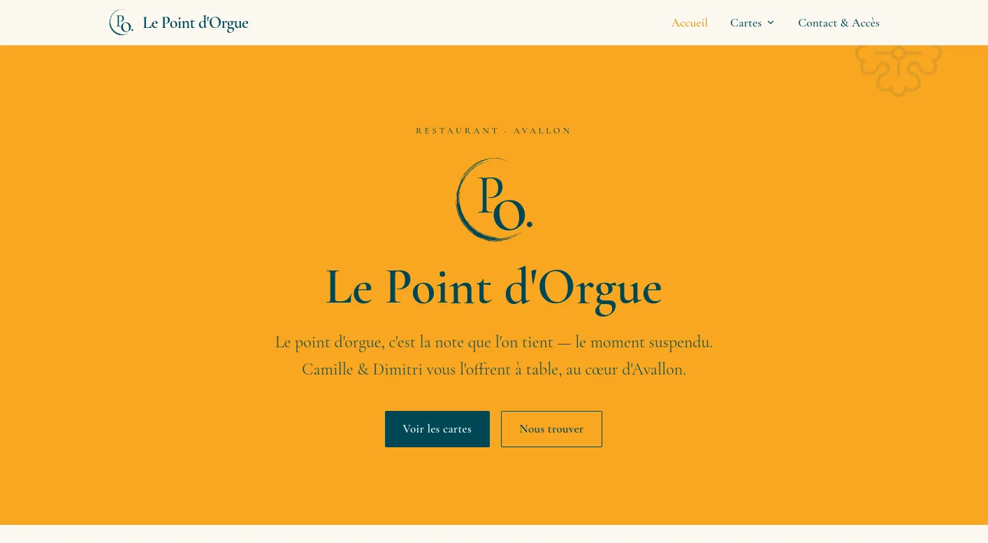 Capture d'écran — Création du site Le Point d'Orgue