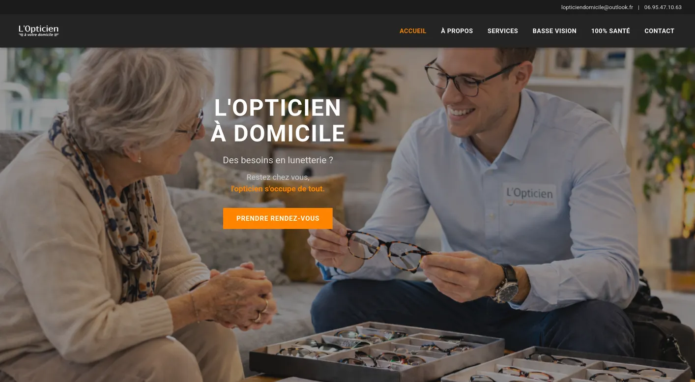 Capture d'écran — Refonte du site L'Opticien à votre domicile