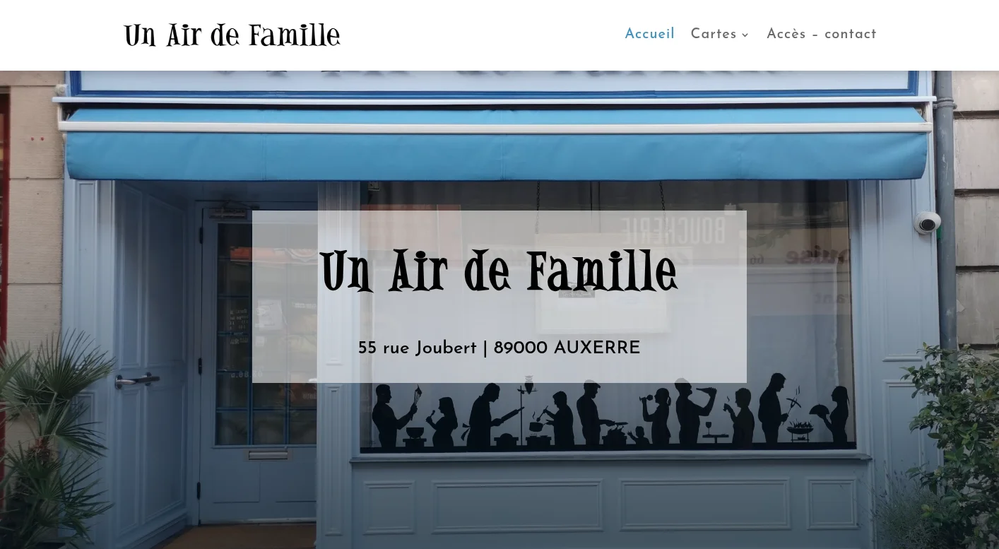 Capture d'écran — Création du site Un Air de Famille