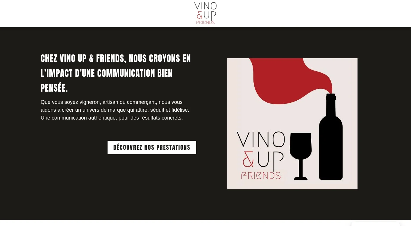 Capture d'écran — Création du site Vino Up & Friends